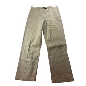 DKNY Womens Beige Linen Cotton Blend Straight Leg Dress Pants Size 12 Oatmeal